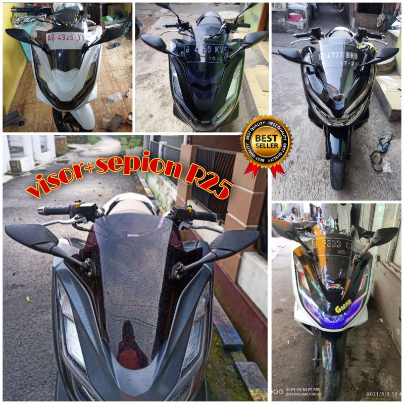Jual visor PCX 160 dan sepion R25 windshield PCX 160 dan sepion R25