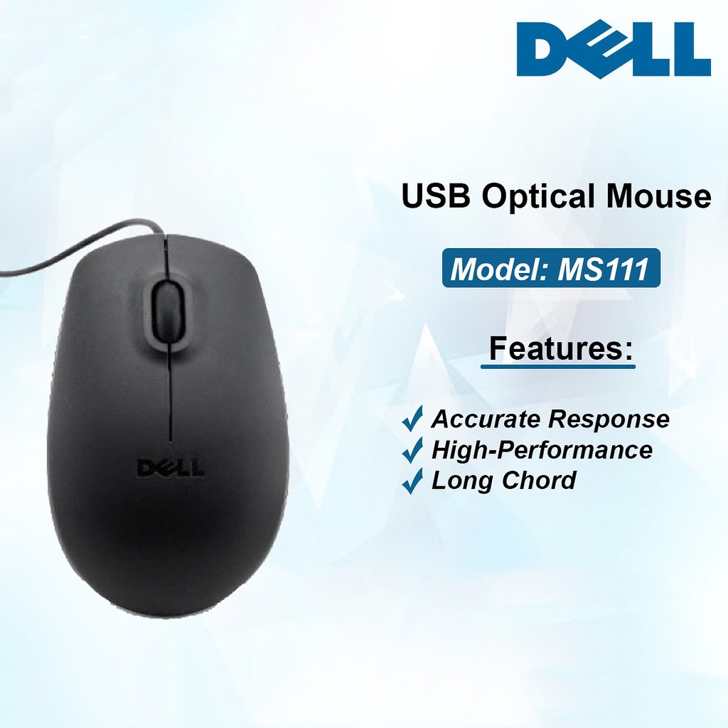 USB Wired Optical Scroll Mouse Dell S111 KAB Mouse/Mouse Berkabel Dell MS111 Mouse Optik Kabel Mouse