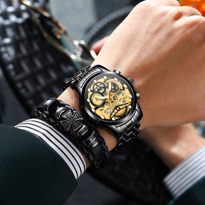 【TERMURAH】AOKEYO 4088 ✅COD Jam Tangan Pria Anti Air Original Luxury Stainless Steel（Free BOX+Kartu Garansi）-2