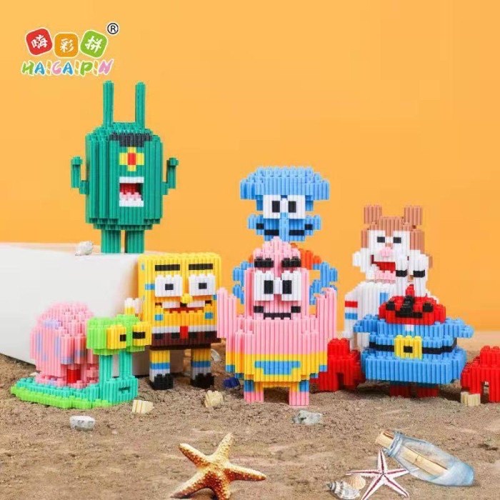 Mainan balok susun karakter kartun spongebob and friends nano block mainan edukasi anak  DIY Bricks Mini HC