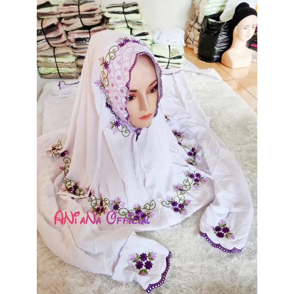 [COD]MUKENA TERUSAN BORDIR KHAS KUDUS/MUKENA TERUSAN KATUN PUTIH ORIGINAL BORDIR BUNGA SANTRI DEWASA