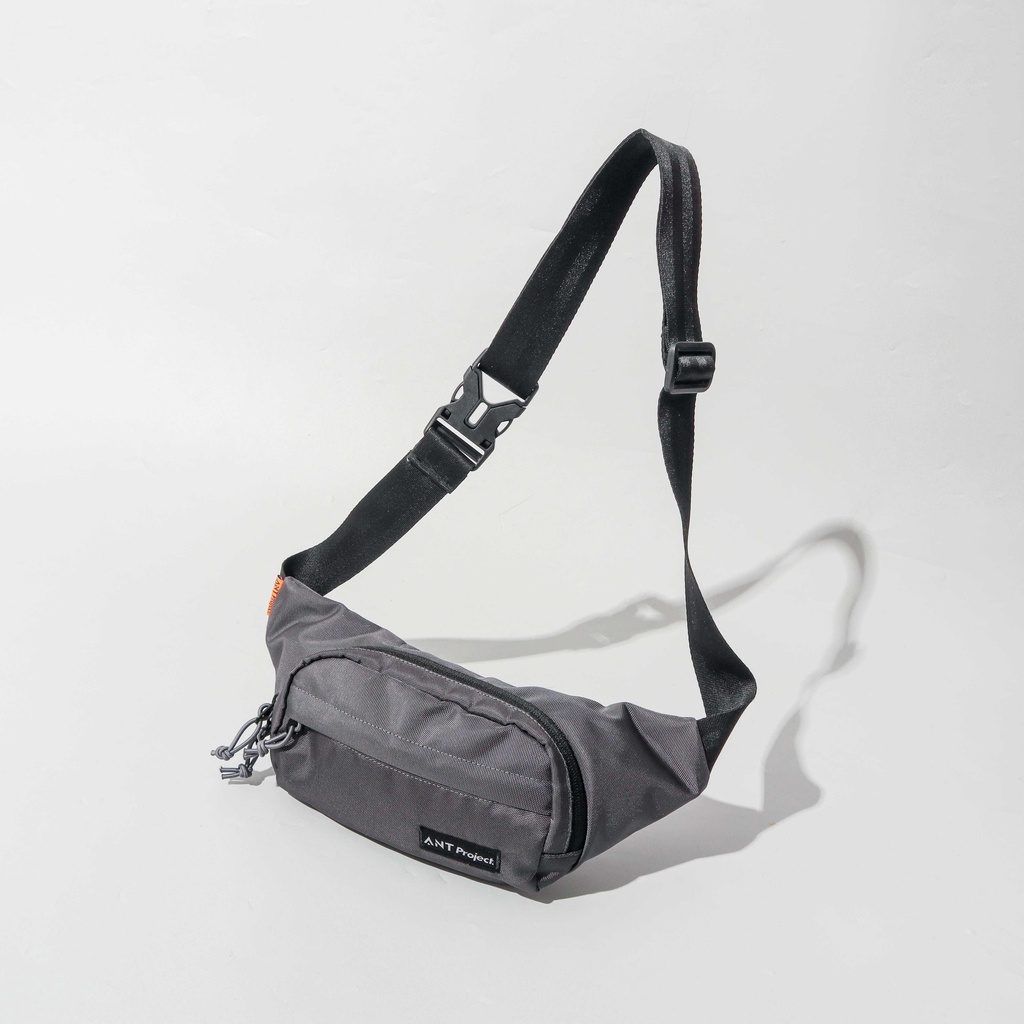 ANT PROJECT Tas Pinggang Pria Mini Murah Keren Kekinian Waistbag Korean Style Pria Abu