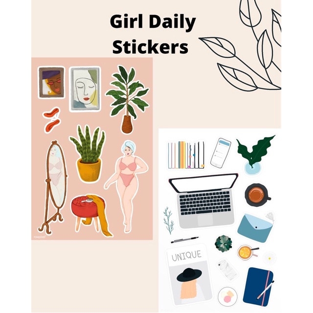 Sticker Tumblr Girl Daily Routine Sticker HP Stiker Laptop Aesthetic Girl Murah