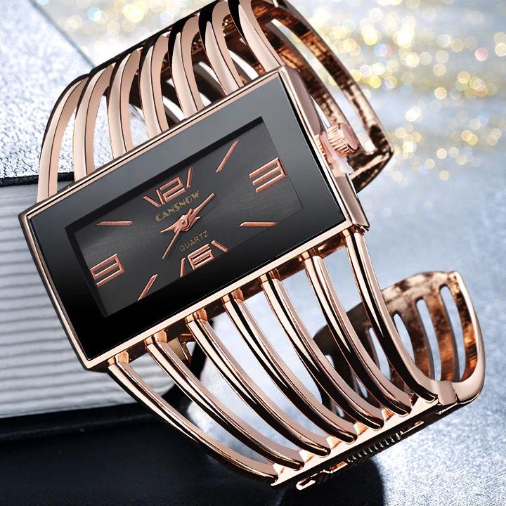 Koleksi Terbaru.. HOT PROMO Cansnow Wanita Jam Tangan Mewah Modis Mawar Emas Gelang Gelang Jam Tanga