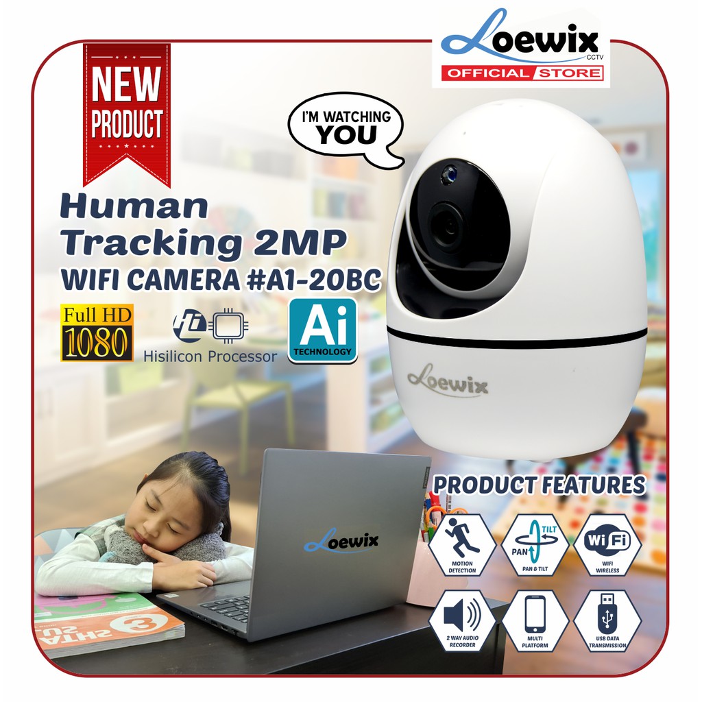 LOEWIX 1080P WIRELESS CAMERA IPCAM 2MP BABYCAM A1-20BC