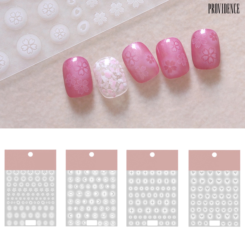 Providence Stiker Kuku Semi Transparan Motif Kupu-Kupu / Hati / Bintang Untuk Nail Art