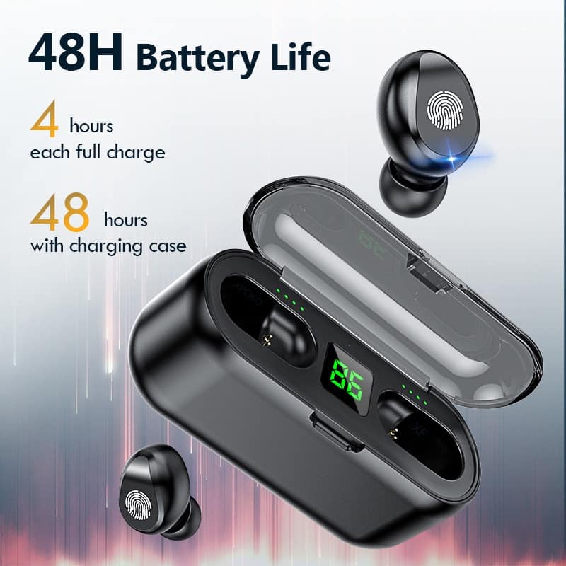 Headset Bluetooth F9+ TWS Wireless 5.0 Earbuds HiFi Handsfree Earphone Bass