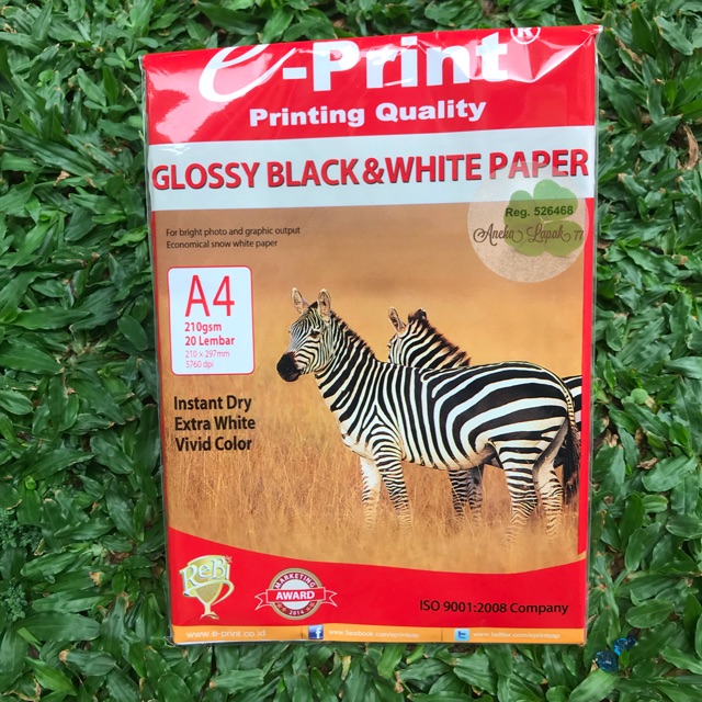 E-print glossy black white 210 gsm/20sh photo paper kertas foto murah