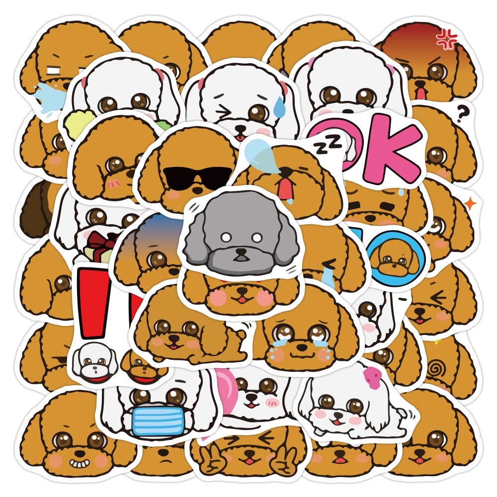 40 anak anjing lucu stiker kartun ponsel case stiker bagasi Cangkir air alat tulis Jurnal stiker kec