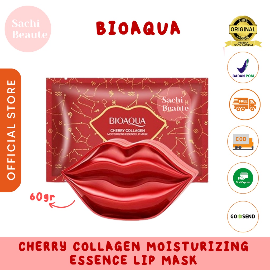 BioAqua Bio Aqua Masker Bibir Cherry Collagen Moisturizing Essence Lip Mask 60g masker perawatan bibir memudarkan kerutan bibir