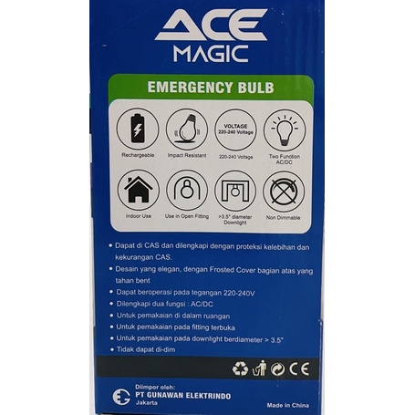 Lampu LED Emergency Magic 18 Watt AC / DC Bohlam Anti Mati Listrik - Putih