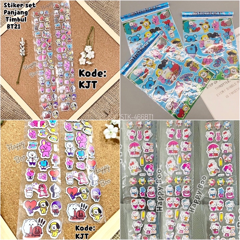 sticker stiker hello kitty bt21 stiker panjang timbul KJT sticker bts mang tata koya chimmy rj cooky shooky van