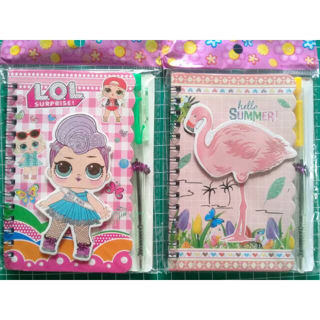 Notebook Buku Note Diary Glitter 3D + Pulpen