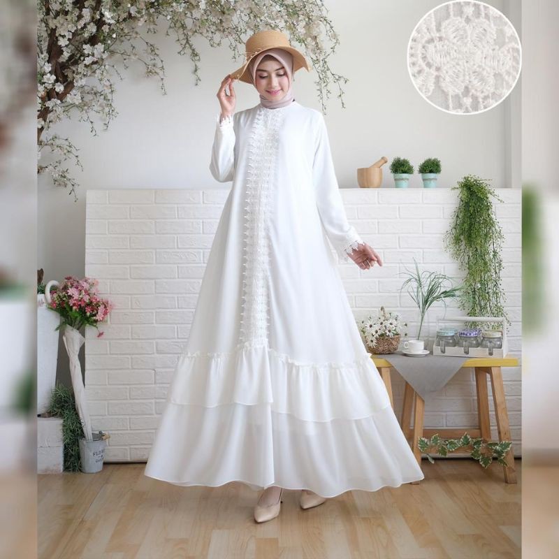 al BAJU GAMIS PUTIH POLOS PREMIUM / GAMIS CERUTI PUTIH / GAMIS NIKAH / BAJU PUTIH