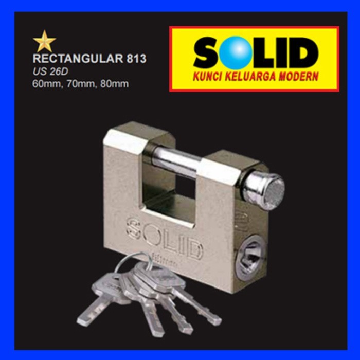 SOLID - GEMBOK PAGAR/GEMBOK PINTU SOLID RECTANGULAR 813