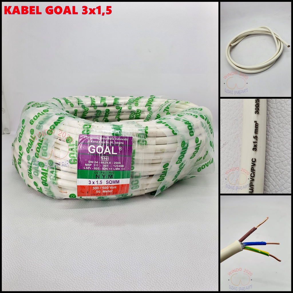 (DI JUAL METERAN) KABEL NYM 3X1.5 | KABEL TUNGGAL AC 3 X 1.5 | KABEL KAWAT TEMBAGA AC