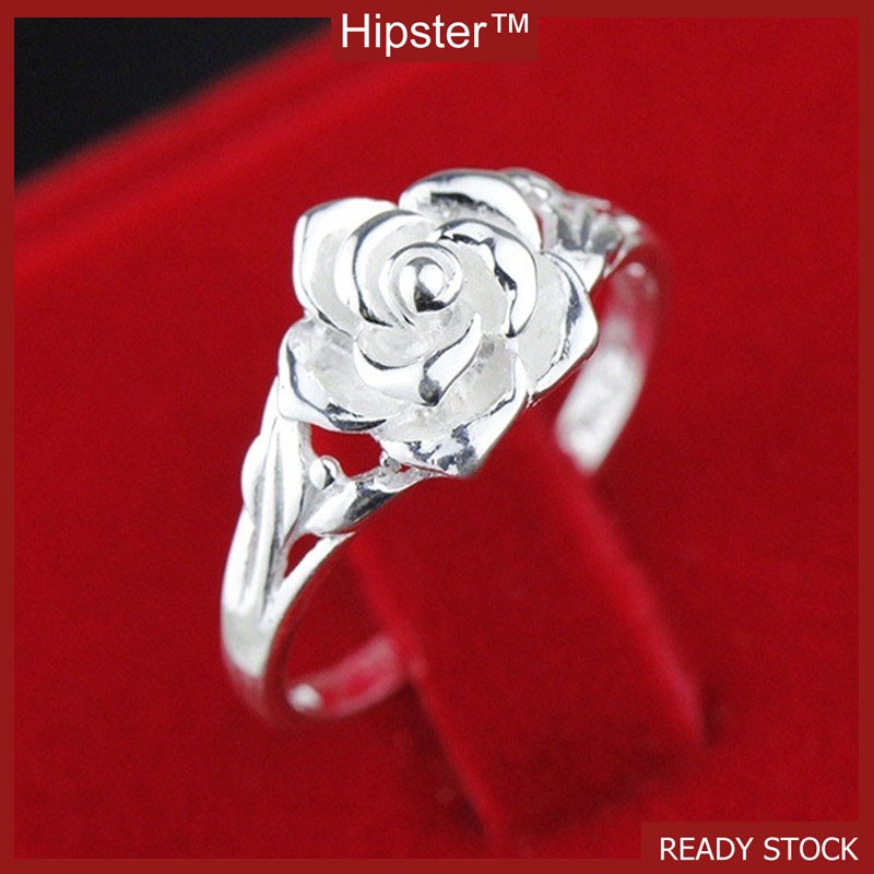 S925 Perak Rose Ring Kreatif