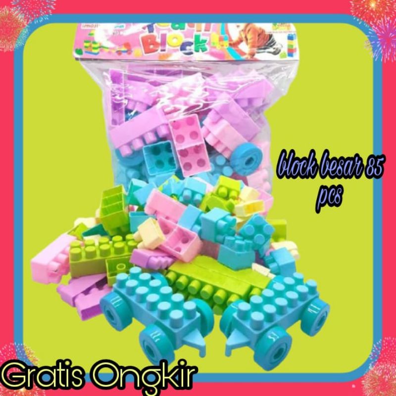 Mainan Lego Block Balok Susun Ukuran Besar Isi 85 Pcs