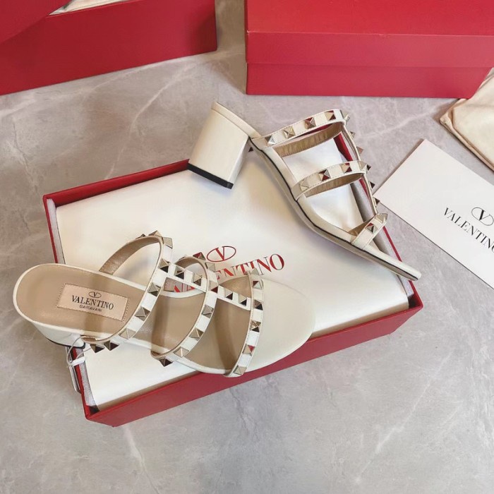 Sandal Heels Valentino Rockstud Branded Import VVIP Quality White