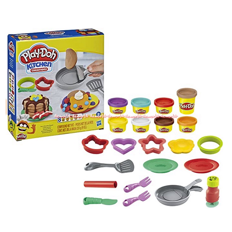 Play-doh Kitchen Creations Flip and Pancake Playset Mainan Lilin Playdoh Membuat Waffle Wafel Dengan Cetakan