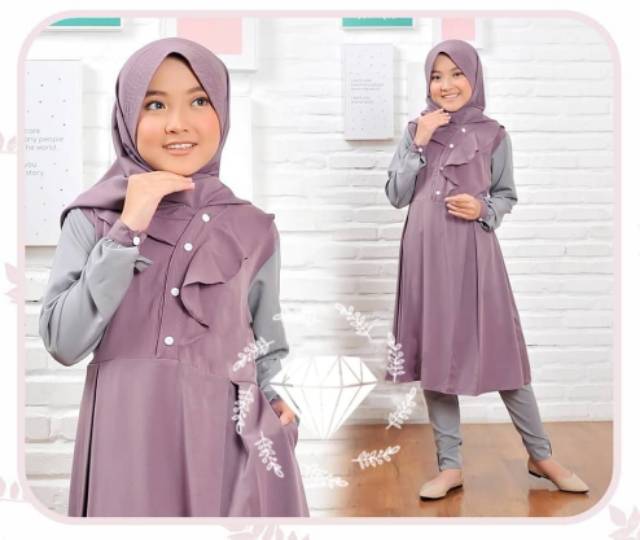 Baju Muslim Anak Tanggung Abg Jumbo Umur 8-12 Tahun Gamis Anak Syari Kayla Terbaru 2021 Model Kekini