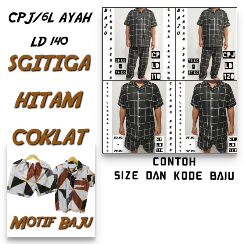 PIYAMA COWOK JUMBO CELANA PANJANG DAN PENDEK SETELAN BAJU TIDUR PRIA DEWASA BIG SIZE LD 130 140 SET