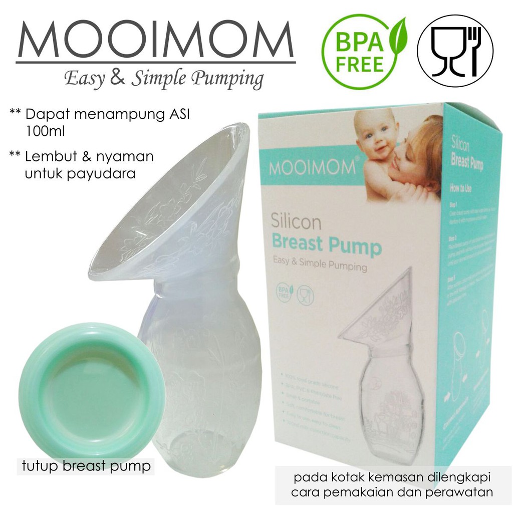 Pompa ASI Manual Silikon ORI MOOIMOM Silicone Breast Pump + Free Lid Pompa ASI Silikon Ibu Hamil moi mom moimom penampung asi