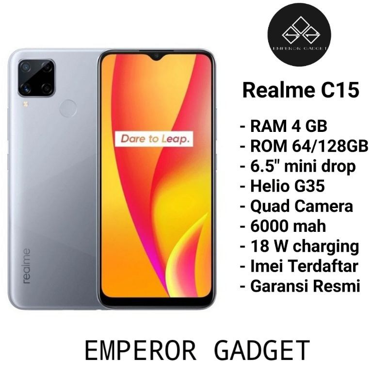 Realme C15 Ram 4 64 Gb 4 128 Gb Imei Terdaftar Resmi Shopee Indonesia