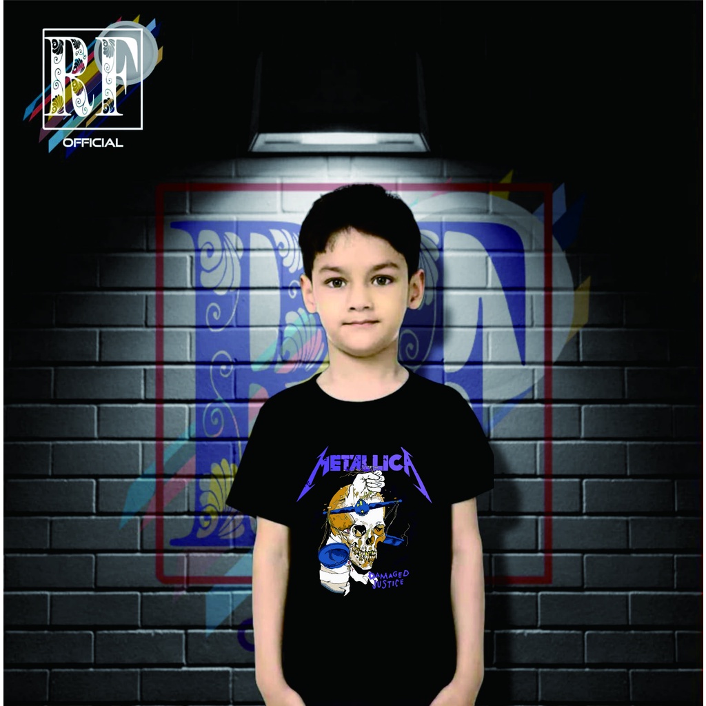 Kaos baju anak METALLICA - DAMAGED JUSTICE band logo t-shirt band metal musik rock kaos band oversiz