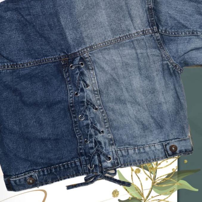 Online Deals ATR-597 Jim's - Jaket jeans crop, tali kepang/sepatu