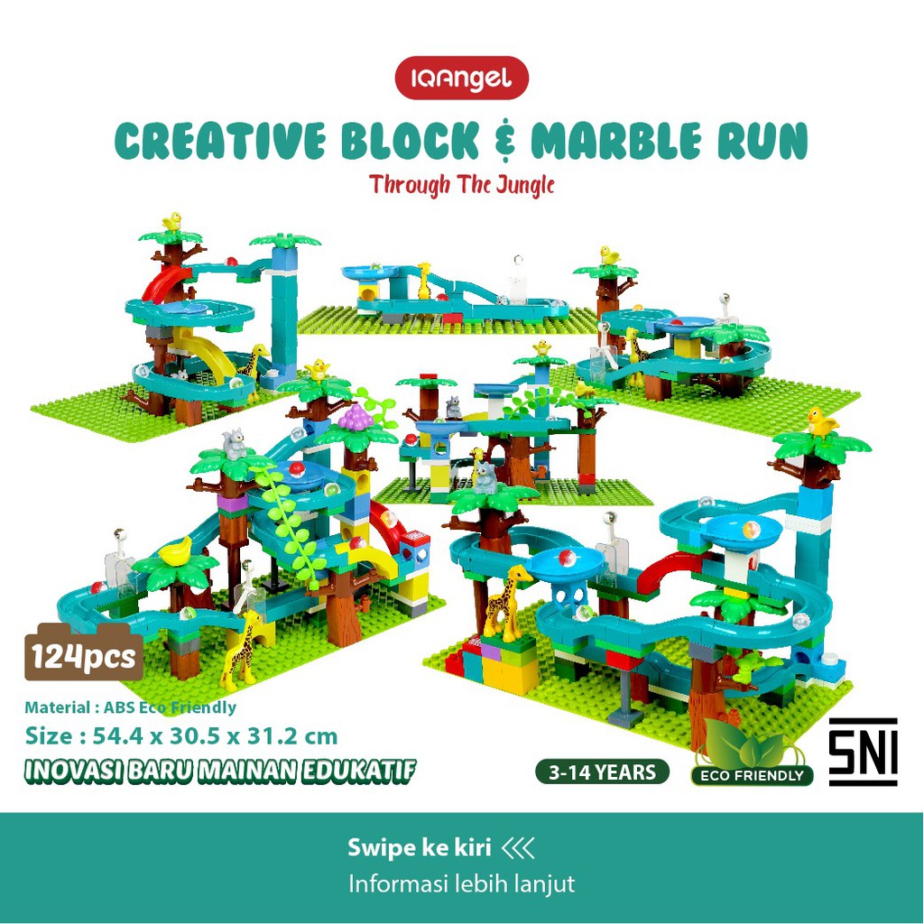 IQ Angel Creative Block &amp; Marble Run Toys Through The Jugle Lego Duplo Size