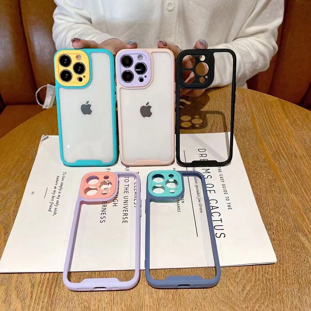 IPHONE 13 13 PRO 13 PRO MAX 13 MINI 12 12 PRO 12 PRO MAX 12 MINI Case Candy Pastel Bumper Shockproof Macaron Plating Acrylic Casing