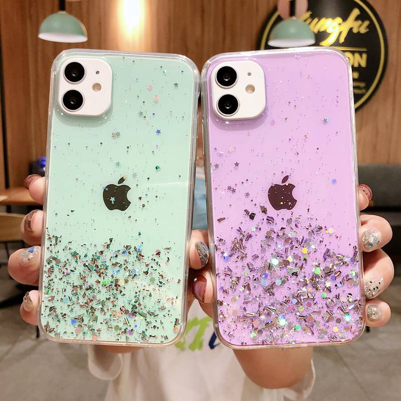 Glitter Starry Sky Soft Case VIVO Y11 Y12 Y12i Y15 Y17 Y91C Y93 Y91 Y95 Y83 Y50 Y30 Y30i V5 V5S S1 Z1 Pro Y71 Nice Lavender purple Casing