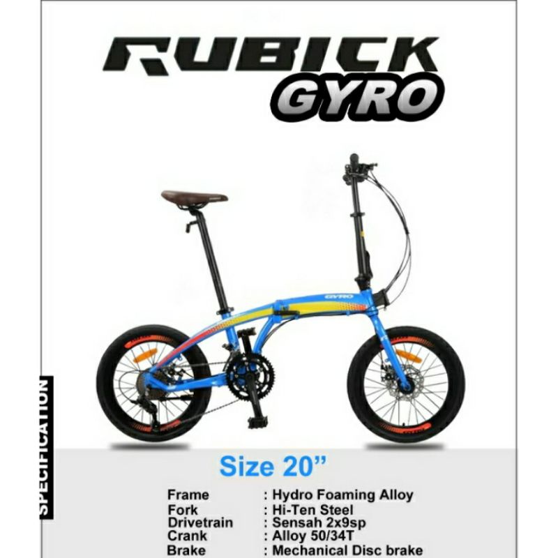 Sepeda Lipat 20 inch Merk Rubick Gyro Alloy Cakram