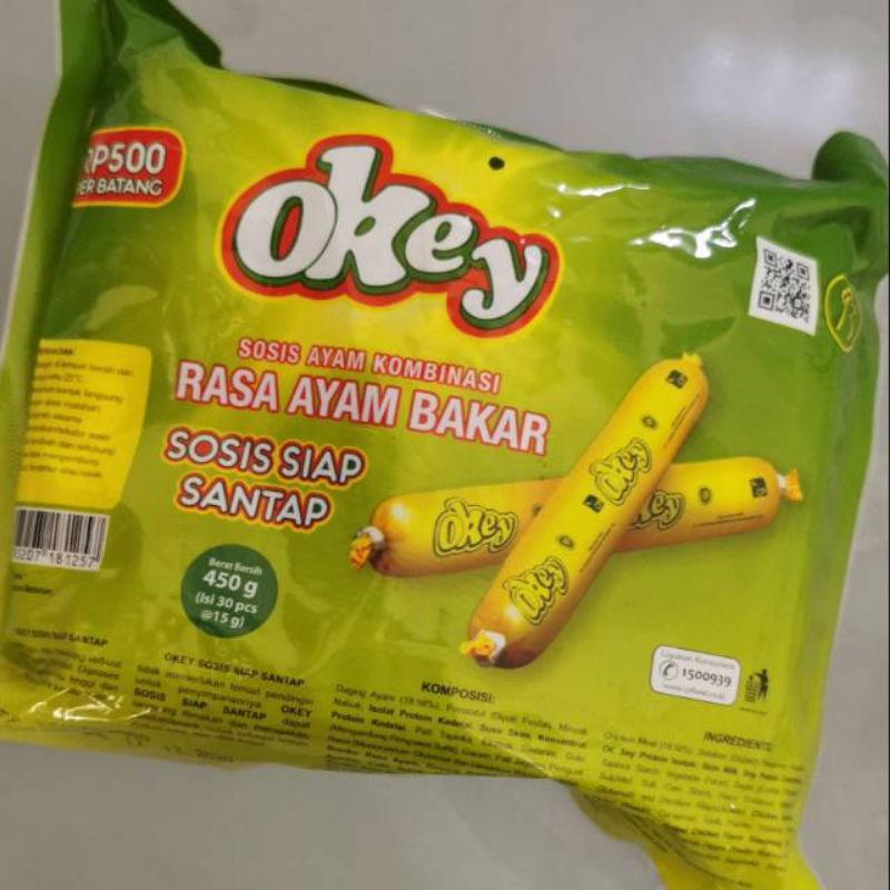 

SOSIS OKEY RASA AYAM BAKAR SIAP MAKAN ISI 30PCS PER 1PAK