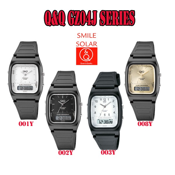 Jam Tangan Double Time Pria Rubber Karet Tahan Air Original Q&amp;Q QNQ QQ GZ04 Series
