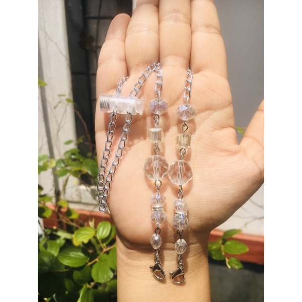 Strap masker hijab rantai premium mix batu dan crystal