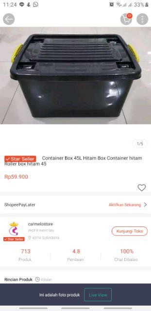 Container Box 45l Hitam Box Container Hitam Roller Box Hitam 45