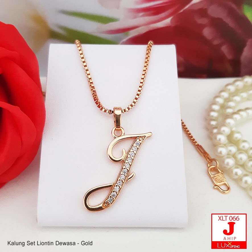 XLT 066 Kalung Set Liontin Huruf Alphabet Inisial Nama Abjad ABCD Permata Zirkon Perhiasan Lapis Emas Wanita Dewasa Kalung Xuping Awet Tidak Mudah Luntur Yaxiya Luxx Xuping