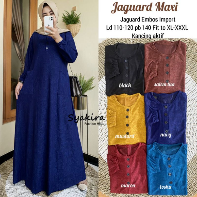 Jaguard Maxi Ld115 XXXL - Gamis Kaos Brukat Jumbo Busui Bigsize Oversize Bumil Arabian brukat  / R.12 - 023-5042