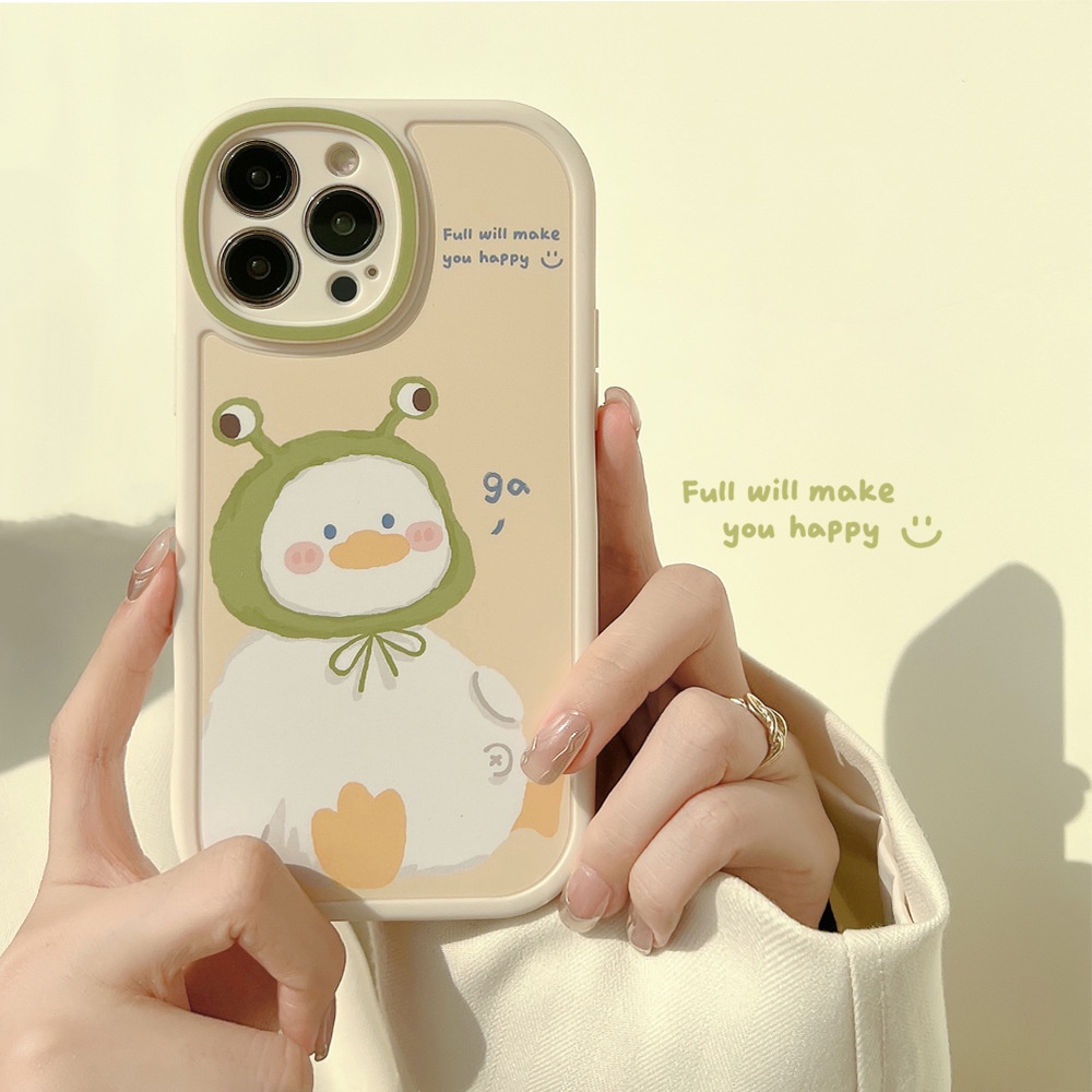 IPHONE Sarung Casing Belakang Hp Matte Warna Krem Bebek Kartun Lucu Untuk Iphone7 8 PLUS X XR XS 11 12 13 14 MINI PRO MAX Se2020