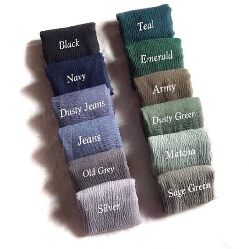 HIJAB Best Seller PASHMINA CRINKLE / CRINCLE - PASHMINA CUTTON CRINKLE / NEGRO / KUSUT-Dusty Green
