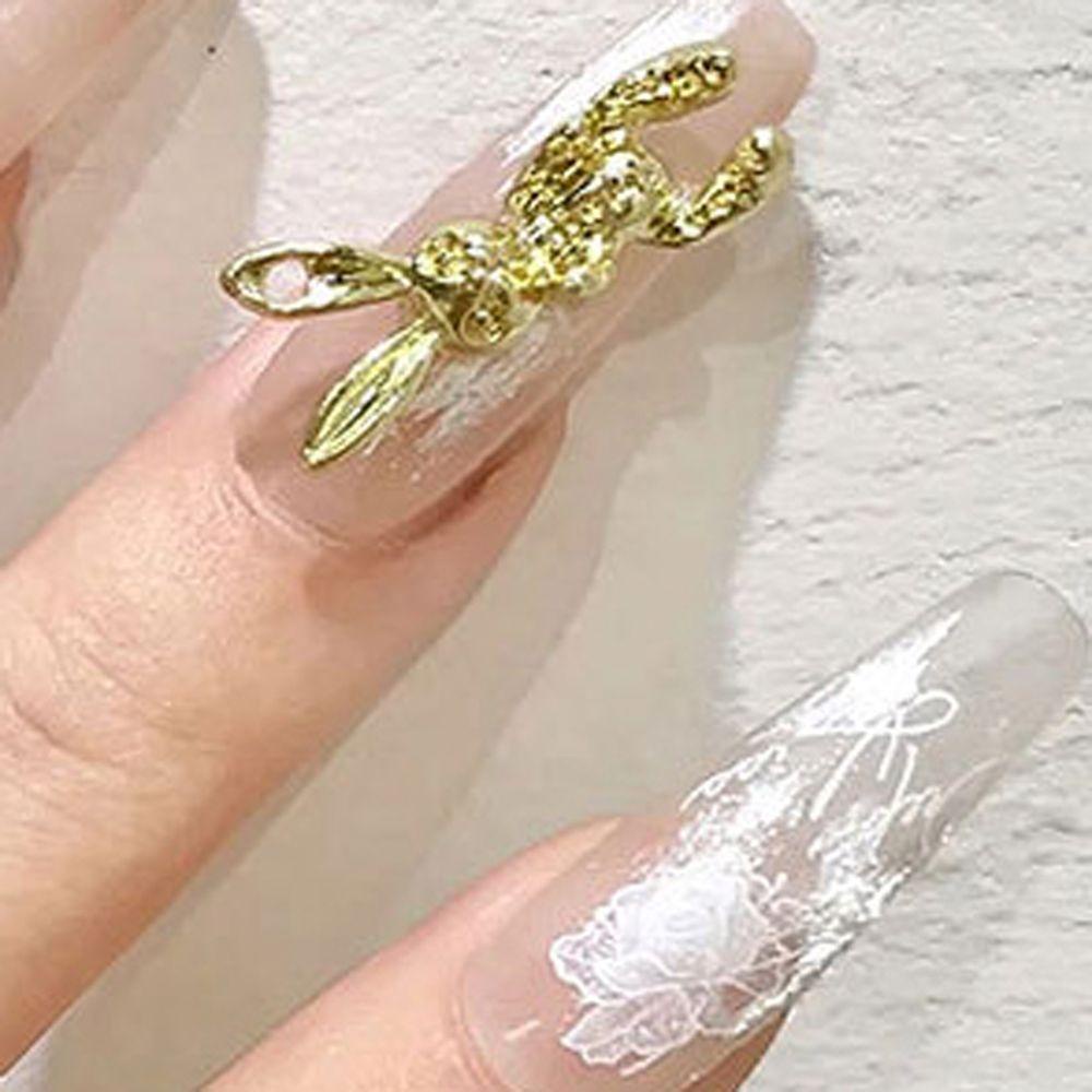 AUGUSTINA Agustina Campuran Dekorasi Nail Art Wanita Kelinci Ikatan Simpul Beruang Aurora Kupu-Kupu 3D Perhiasan Kuku