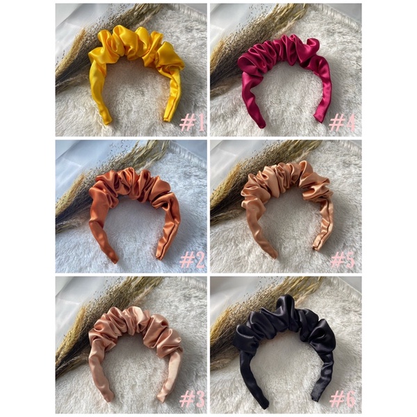 [TERMURAH] Bando scrunchie | Bando kerut bahan satin premium ukuran L