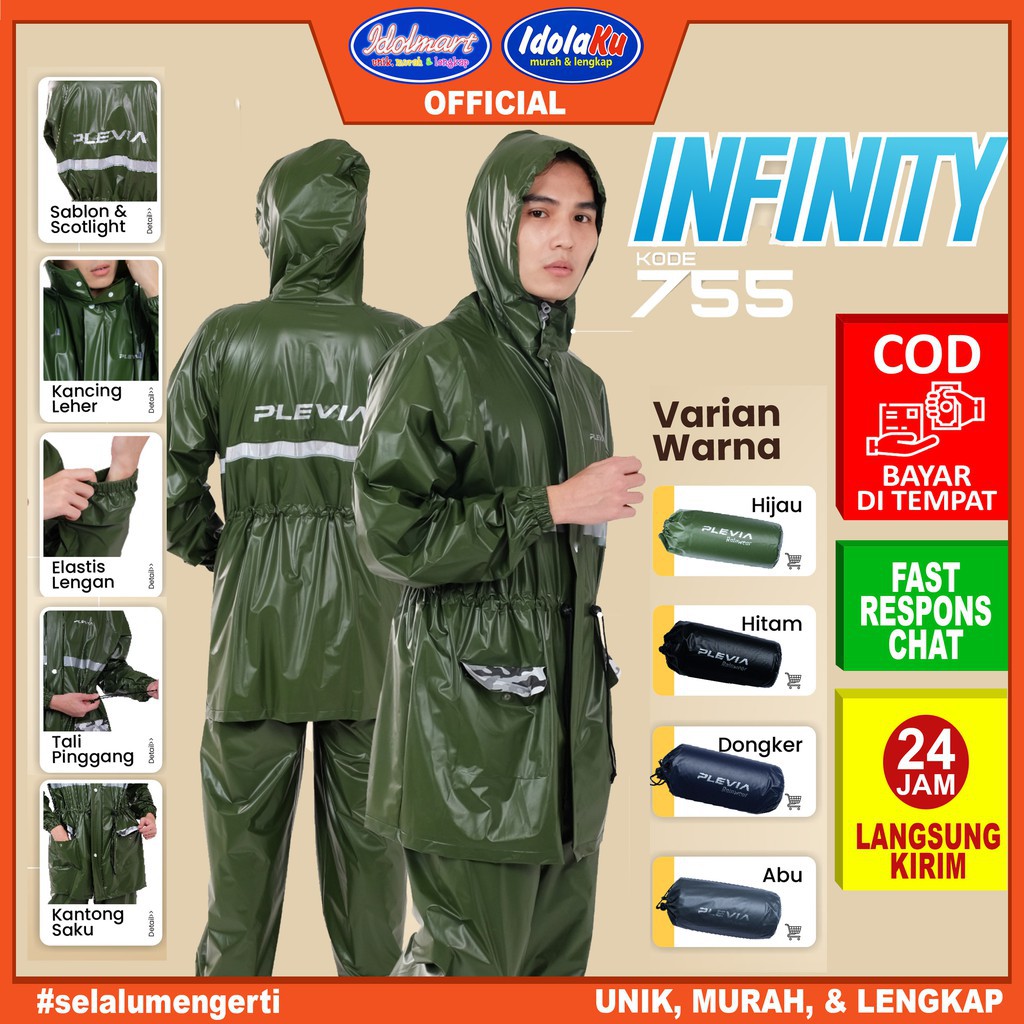 IDOLAKU Jas Hujan Jaket Celana plevia Infinity 755 Pria/Wanita - Plevia Semarang