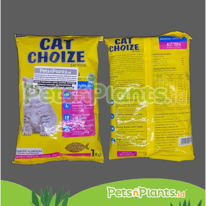 Makanan Kucing Kering CAT CHOIZE &quot;SALMON WITH MILK&quot; Kitten 1 KG PCG Choice