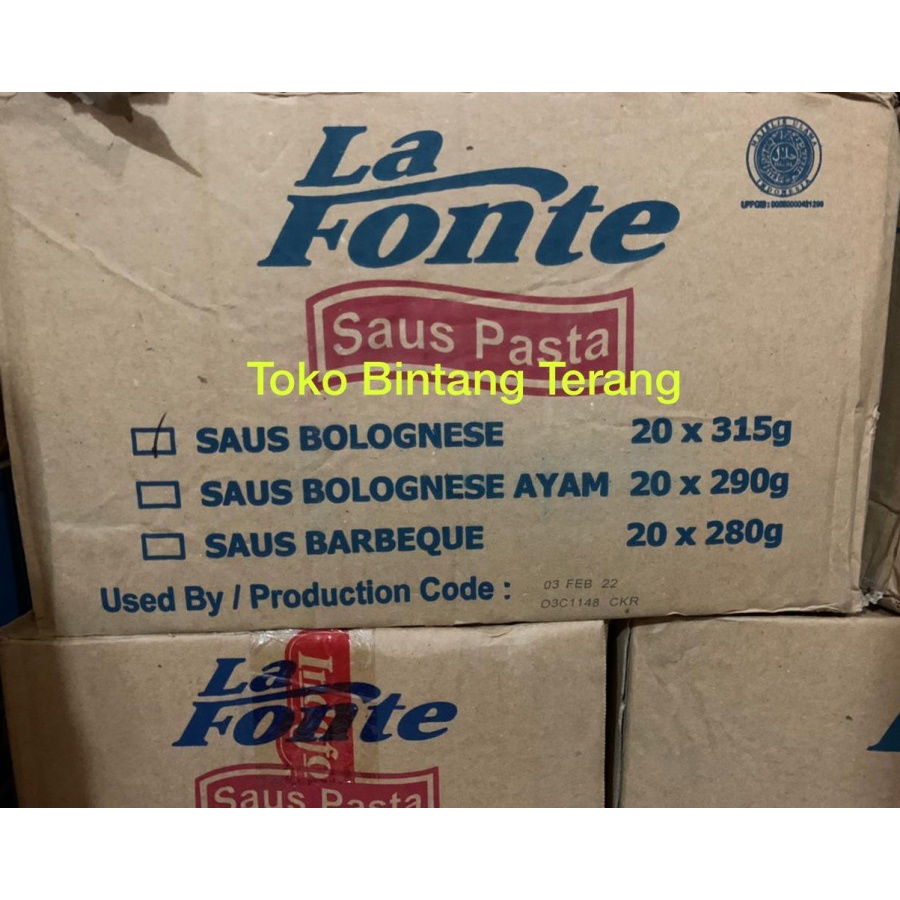 

La Fonte Saus Pasta Saus Bolognese Bolognaise 1 dus Karton 20 pcs x 315g