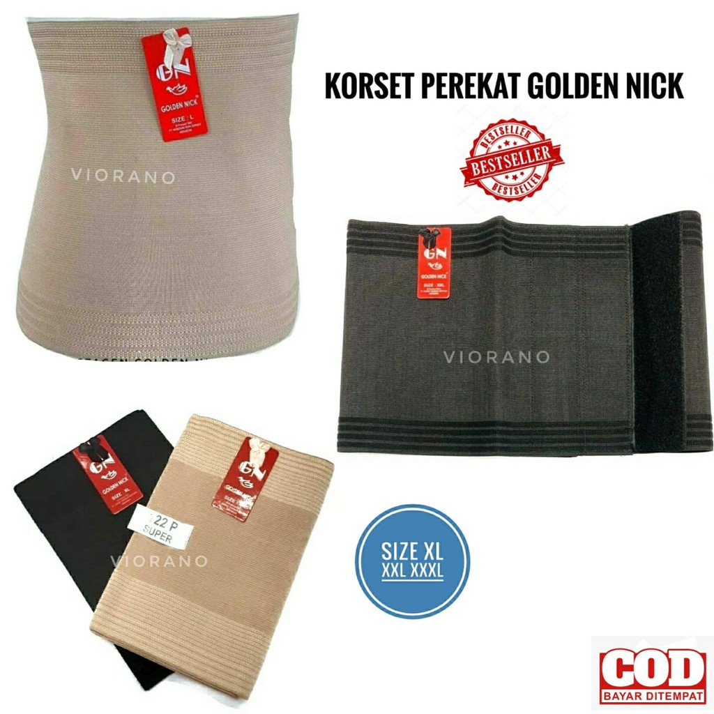 Korset Perekat Jumbo XL-3L Tanpa Tulang / Stagen Press Lemak Golden Nick 122p Dengan Velkron Pelangs