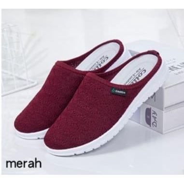 Sepatu sandal Bustong Wanita Merk Collin TX61 37/41 - Sepatu Slip On Wanita Merk Collin ORIGINAL Brand Rajut  Import korean style