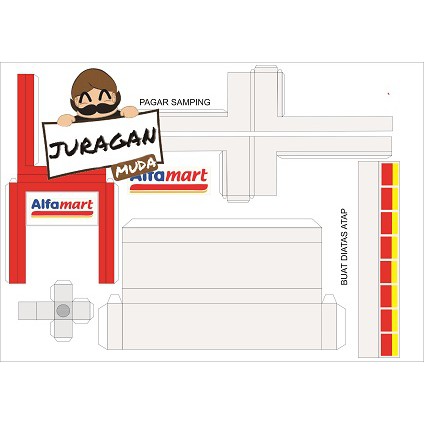 DIY Diorama Papercraft Miniatur Mini Market Alfamart versi 2